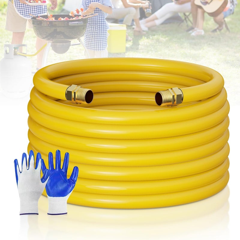 Vruelia Flexible Natural Gas Line Hose | Corrugated Stainless Steel Tubing | 2PCS Brass NPT Male Quick-Connect Adapters | CSST Underground & Propane Conversion Kit for Outdoor Grills (70Ft 3/4'') - Image 1